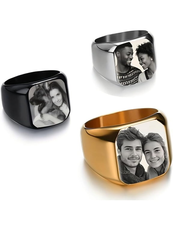 Personalized Photo Ring for Men and Women, Custom Picture Engraved Band Ring, Unique Memory Keepsake Jewelry, Meaningful Gift for Anniversary Birthday or Special Moments