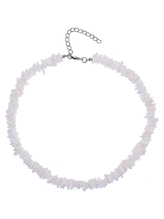 Puka Shell Beach Necklace White Natural Shell Choker Adjustable Necklace Summer Accessories