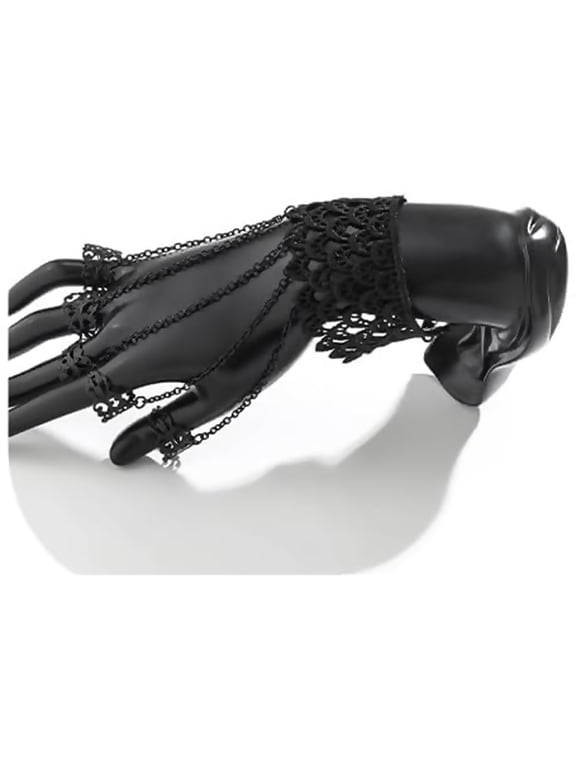 Punk Finger Bracelets with Ring,Rings Bracelets Gothic Link Chain Finger Bracelet Halloween Hand Body Jewelry for Women
