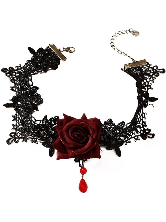 Punk Lace Choker Gothic Rose Flower Necklace Neck Accessories