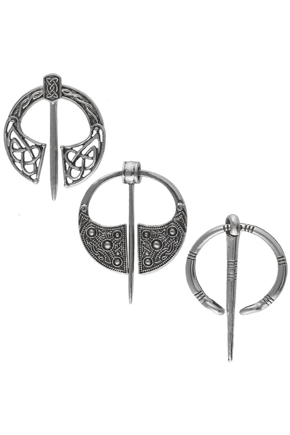 Retro Viking Brooches Cloak Pins Celtic Scarf Shawl Buckle Medieval Clasp Pin Brooch Penannular Brooch for Women Men Jewelry Costume 3Pcs Set