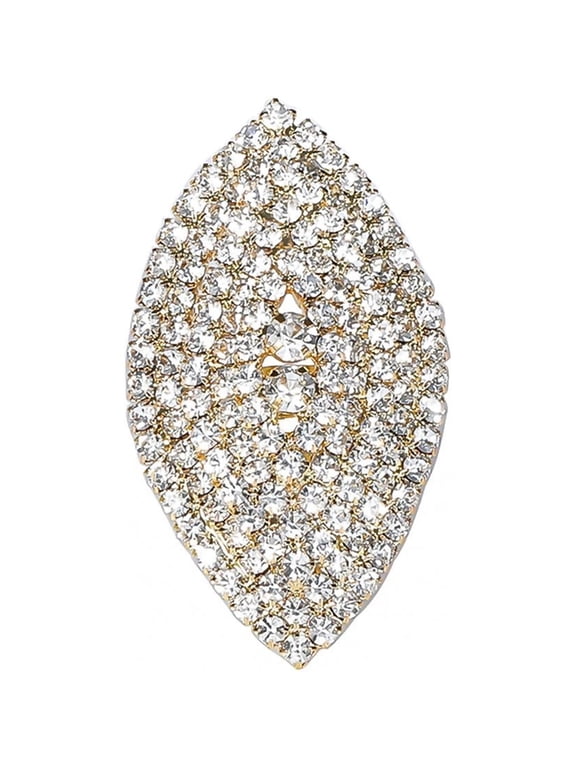 Shiny Rhinestone Ring Bohemian Thick Big Elliptical Statement Geometry Ring Imitation Adjustable Crystal Band Ring Wedding Party Prom Ring for Women