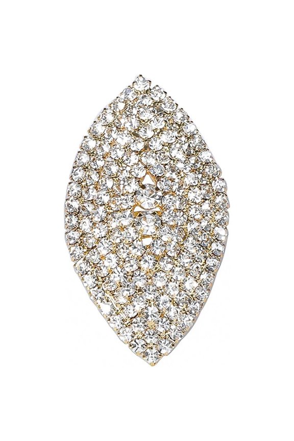 Shiny Rhinestone Ring Bohemian Thick Big Elliptical Statement Geometry Ring Imitation Adjustable Crystal Band Ring Wedding Party Prom Ring for Women
