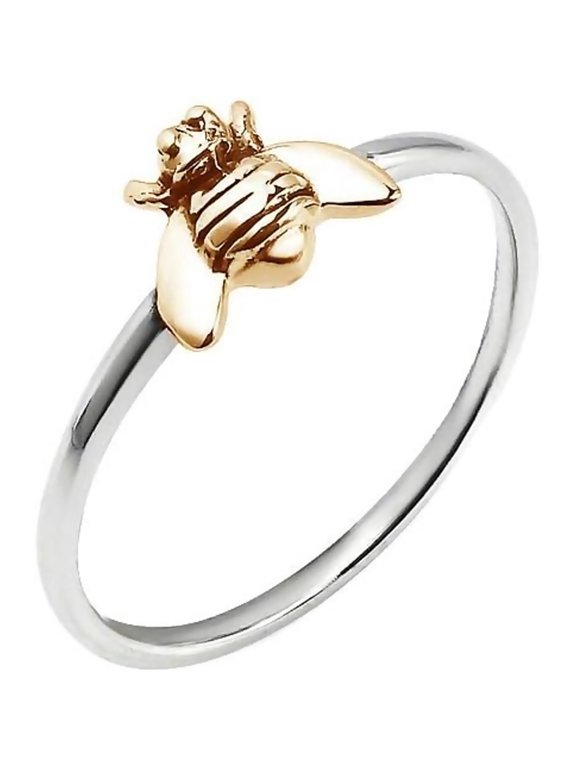 Simple Tiny Silver Plated Ring Stacking Rings Bee Ring | Rings for Women (Size:10)
