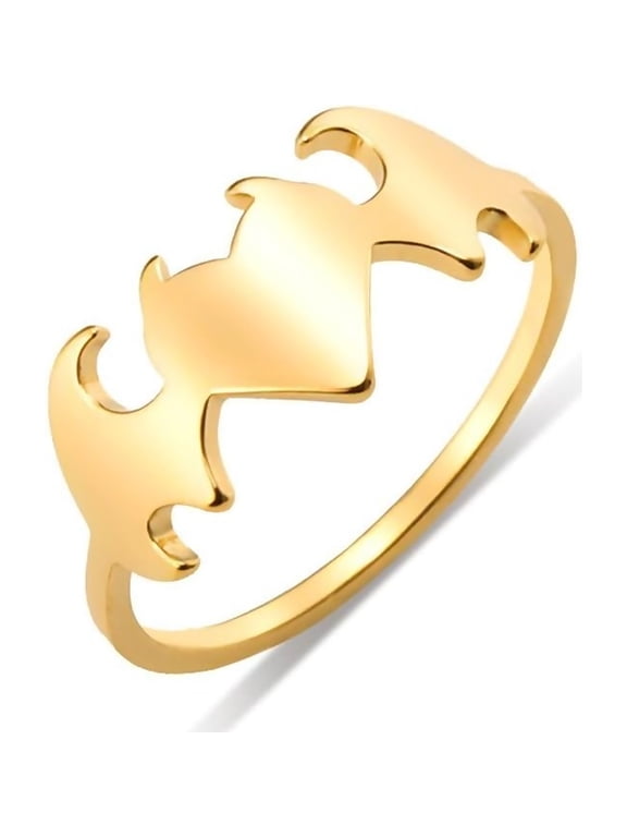 Stainless Steel Gothic Ring Heart Bat Jewelry Size 7-11 Polished Accessories Gold, Silver Party Statement Rings for Women