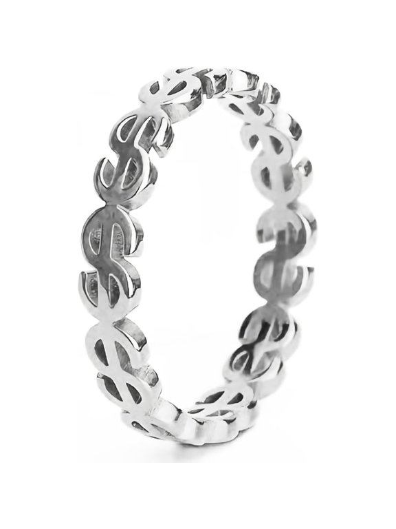 Stainless Steel Personalized Ring U.S. Dollar Sign Jewelry Size 5-10 Hollow Out Accessories Gold, Silver Party Statement Rings for Women