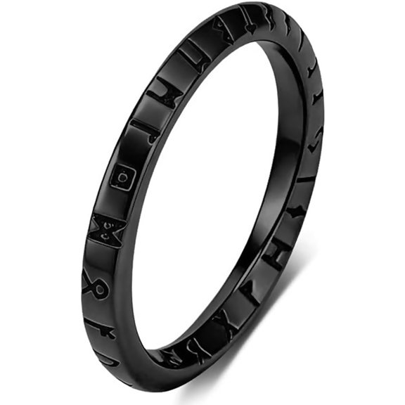 Zephyriana Stainless Steel Rune Ring for Men Women, Mobius Band Viking Rune Symbol Ring, Nordic Style Stainless Steel Stackable Ring, Vintage Minimalist Jewelry Gift for Daily Wear