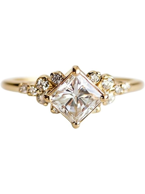 Tiny Crystal Ring Gold Color Ring Dainty Ring Stackable Ring For Women Size 6-10 (US code 10)