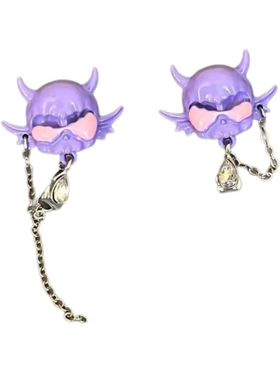 Trendy Adjustable Length Devil Pendant Earrings Stylish Fashion Jewelry Accessory for Women Daily Use Casual Wear