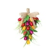 thumbnail image 1 of Zephyrn 9x16" Artificial Tulips Floral Teardrop Swag with Burlap Bow, Weather Resistant and Handmade, for Front Door, Porch, or Wall Decoration, 1 of 5