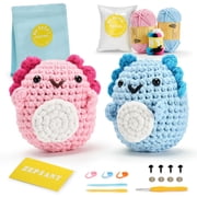 Zepiany Crochet Kit for Beginners, Amigurumi Kits with Step-by-Step Video Tutorials,2 Axolotls-Pink