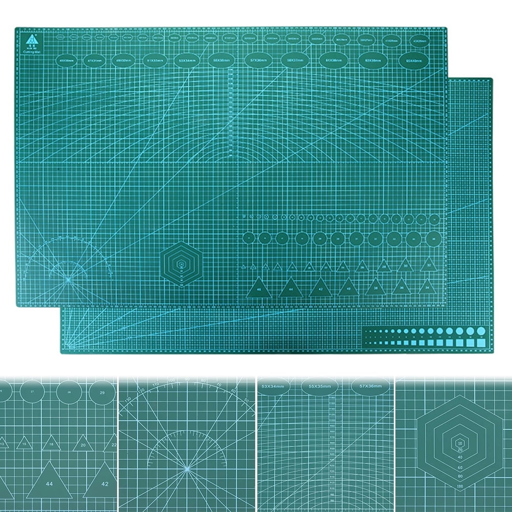 Zepkd 2 Pack Sewing Mat Self Healing 23 x 35 inch Double Sided Gridded Rotary Cutting Pad for Sewing, Quilting, Scrapbooking & Craft, Large Craft Cutting Board (A1 Green)