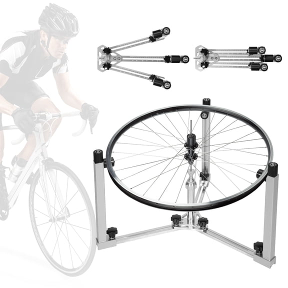 Zepkd Bicycle Wheels Weaving Stand Rotating Bike Hub Spokes Truing Table Workstand Foldable Adjustable Repair Tool for Wheel Trimming