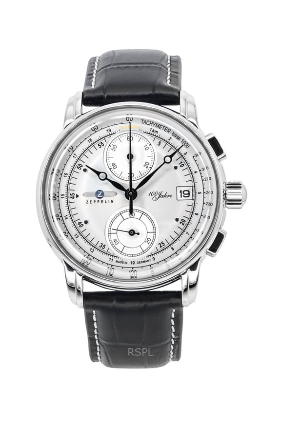 100 Jahre Chronograph Leather Strap Silver Dial Quartz 86701 Men's Watch