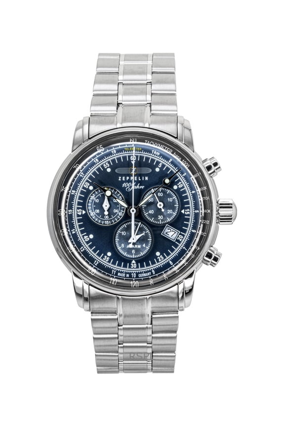 100 Jahre Chronograph Blue with Metal Bracelet | Blue Dial