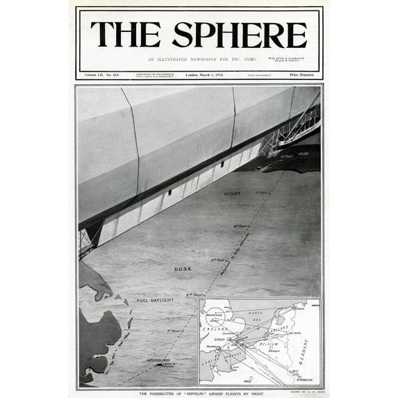 Zeppelin Airship Flights By Night By G. H. Davis Poster Print By ?? Illustrated London News Ltdmary Evans