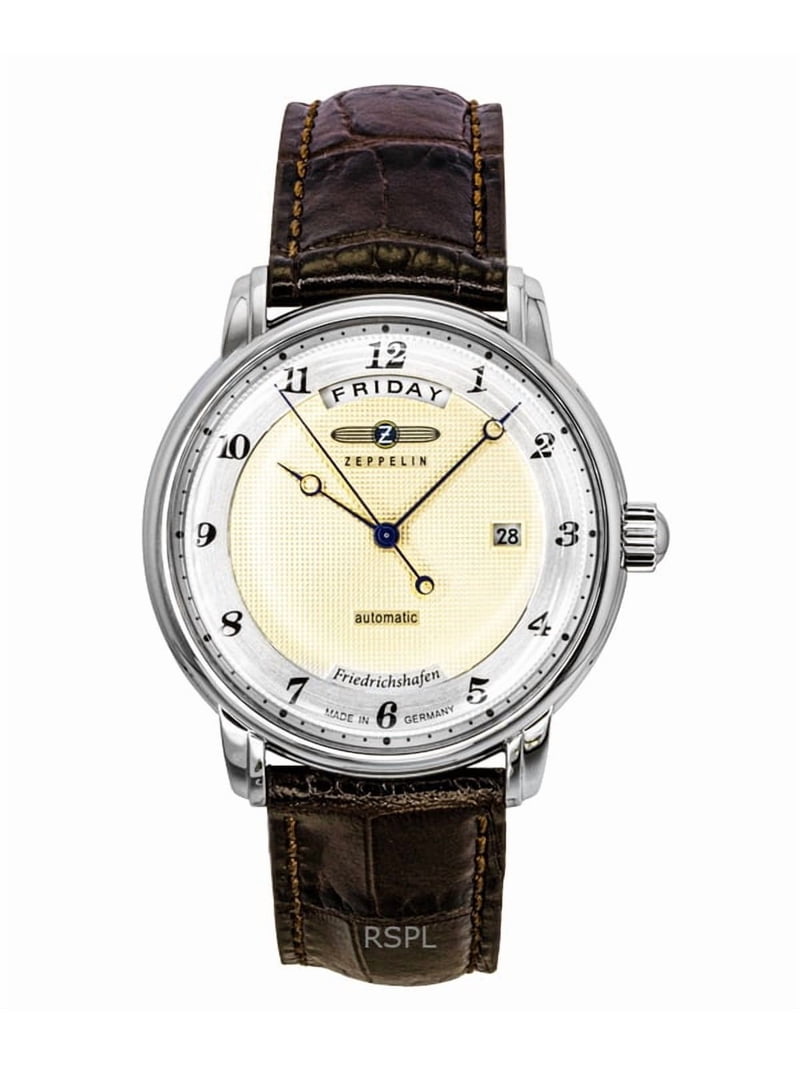 Zeppelin Friedrichshafen Brown Leather Strap Gold Dial Automatic