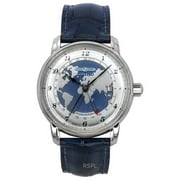 Zeppelin Friedrichshafen GMT Leather Strap Blue Dial Automatic 85963 Mens Watch
