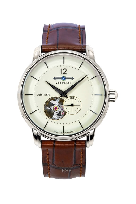LZ-120 Bodensee Leather Strap Beige Open Heart Dial Automatic 81661 Men's Watch