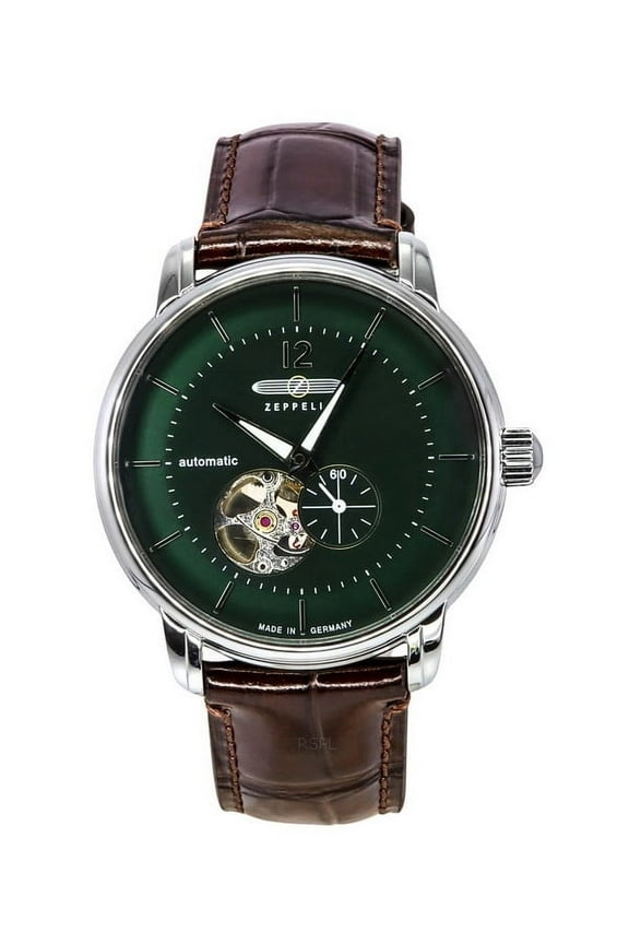 LZ 120 Bodensee Leather Strap Open Heart Green Dial Automatic 81664 Men's Watch