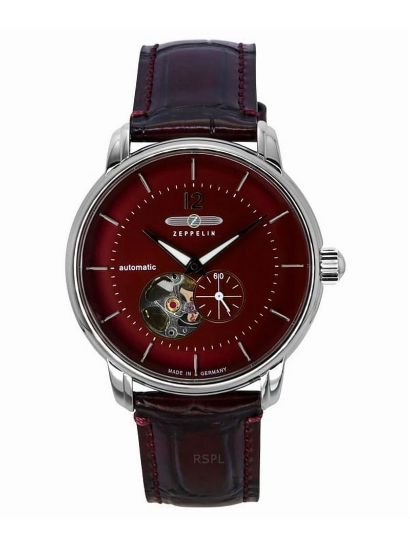 Zeppelin LZ 120 Bodensee Leather Strap Red Open Heart Dial