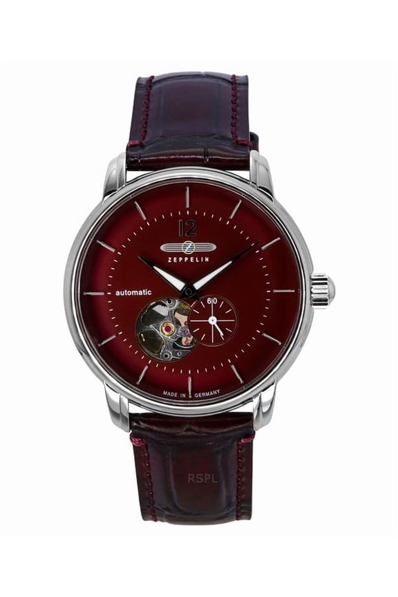 LZ 120 Bodensee Leather Strap Red Open Heart Dial Automatic 81665 Men's Watch