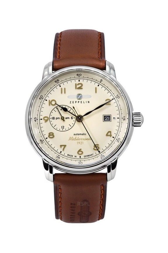 Mediterranean Leather Strap Beige Dial Automatic 96685 Men's Watch