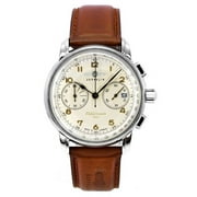Zeppelin Mediterranee Chronograph Leather Strap Beige Dial Quartz 96705 Mens Watch