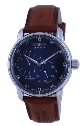 New Captain's Line Men's 22 mm Leather Strap Automatic Wristwatch, Blue, (86623)