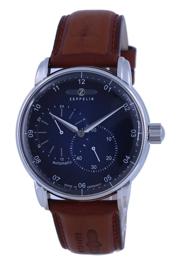 New Captain's Line Men's 22 mm Leather Strap Automatic Wristwatch, Blue, (86623)