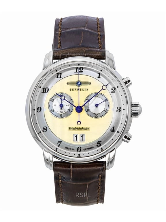 Friedrichshafen Chronograph Leather Strap Gold Dial Quartz 85845 Men's Watch