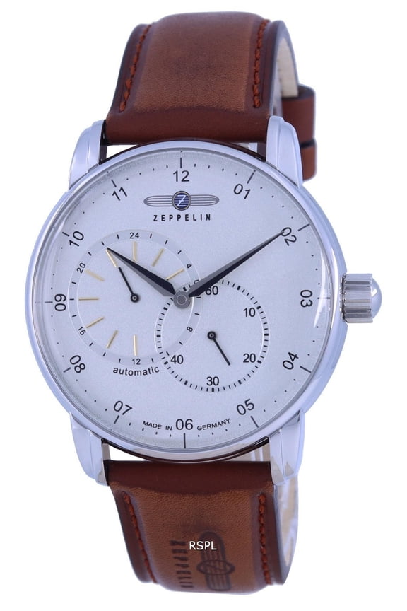 Z86621 Mens New Captains Line Leather Strap Automatic Watch, White