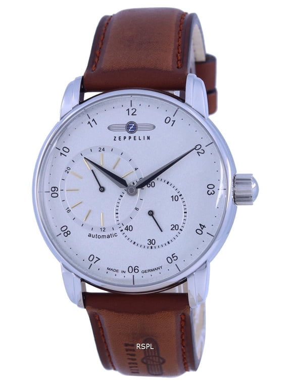 Z86621 Mens New Captains Line Leather Strap Automatic Watch, White