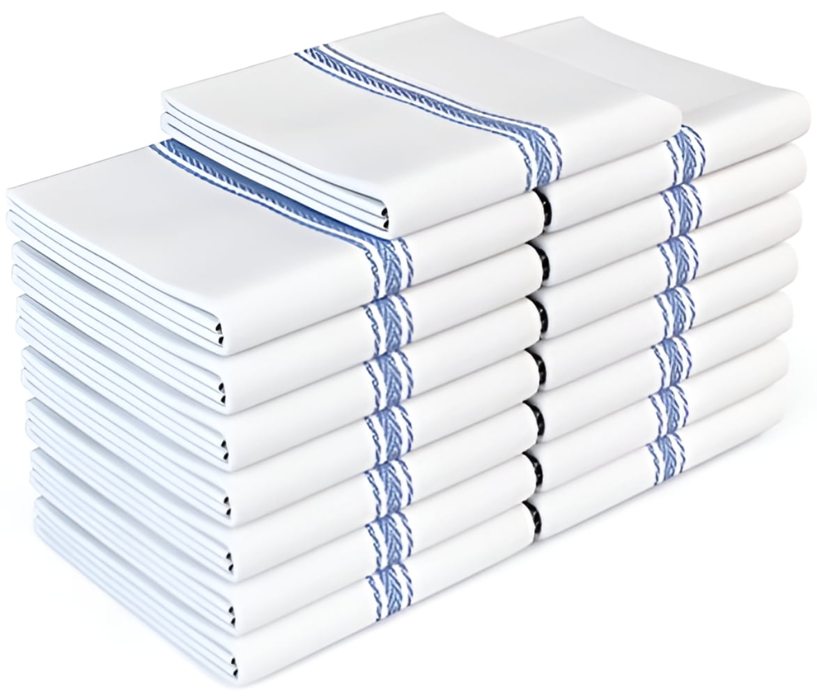 Zeppoli, 15 Pack, Classic White Kitchen Towels, Natural Cotton Dish Towels