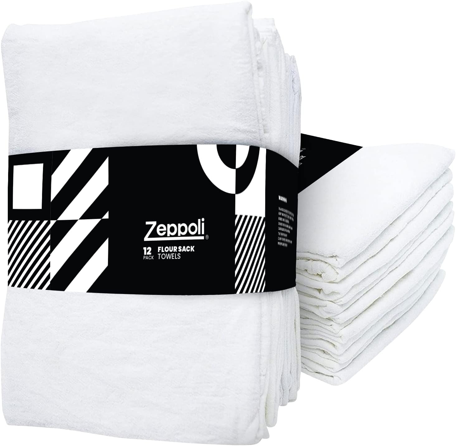Zeppoli Flour Sack Towel, 28”x28”, Cotton Dish Towels, Drying, 100% Ring-Spun Cotton, White, 12 Pack - image 1 of 8