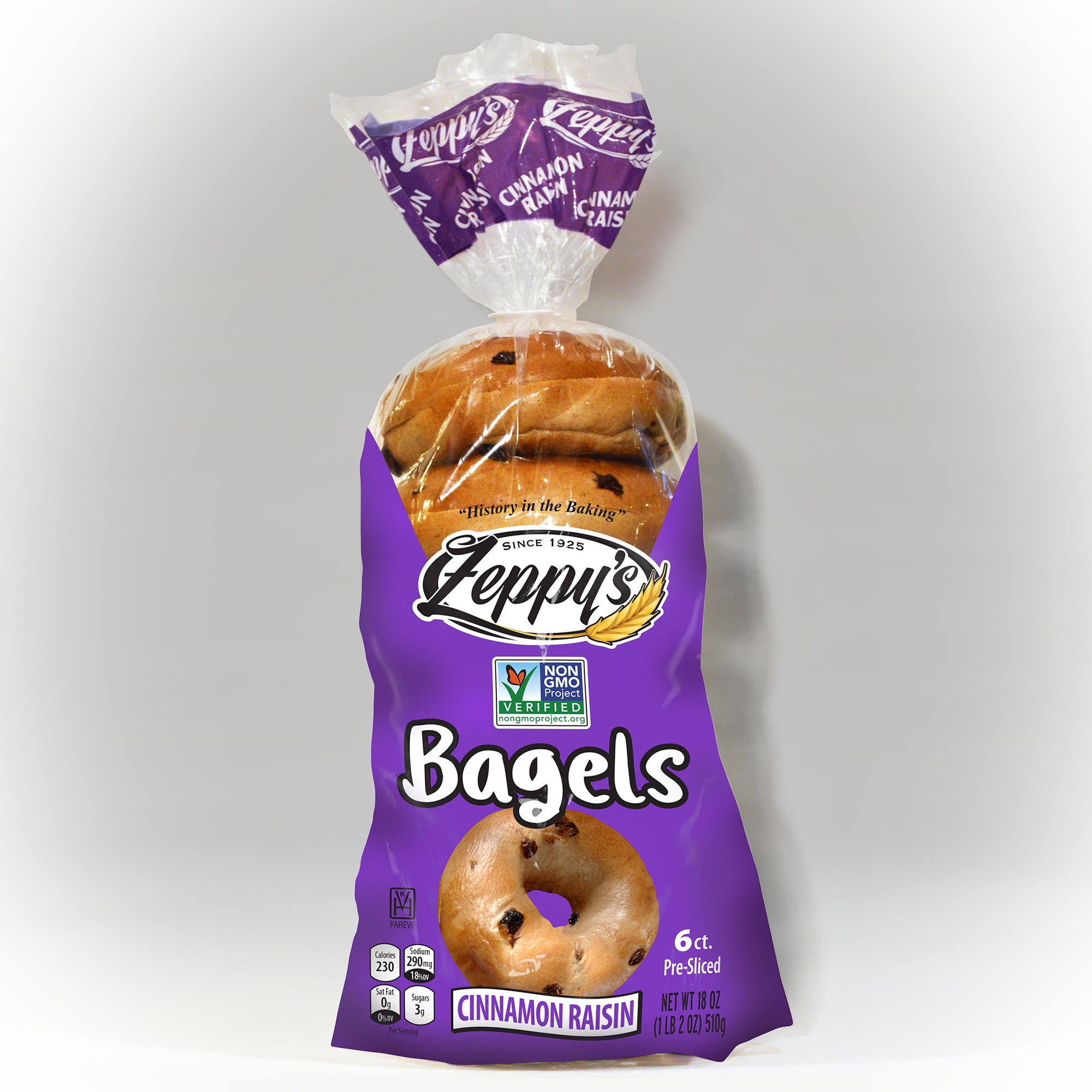 Zeppy's NON GMO Fresh Cinnamon Raisin Bagel