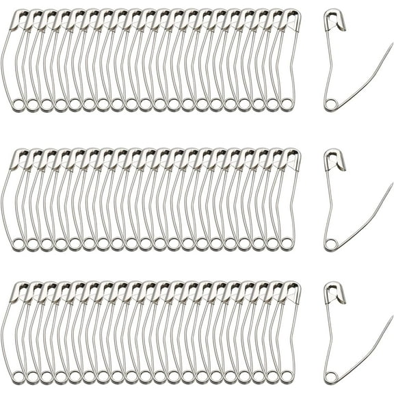 Zeprnir 100Pcs Curved Safety Pins Size 3, 2" / 50mm Quilting Basting Pins, Bent Safety Pins for Quilting and Knitting