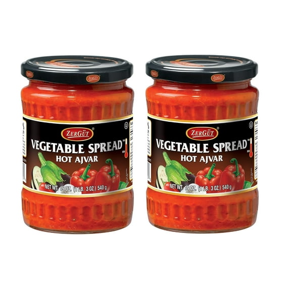 ZerGut Ajvar, Hot, Two (2) Glass Jars 19oz. (450g)