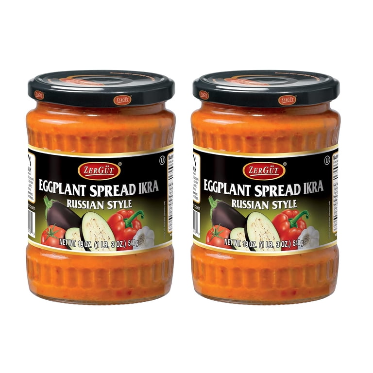 ZerGut Russian Style Eggplant Spread Ikra, 2 Glass Jars, 19oz