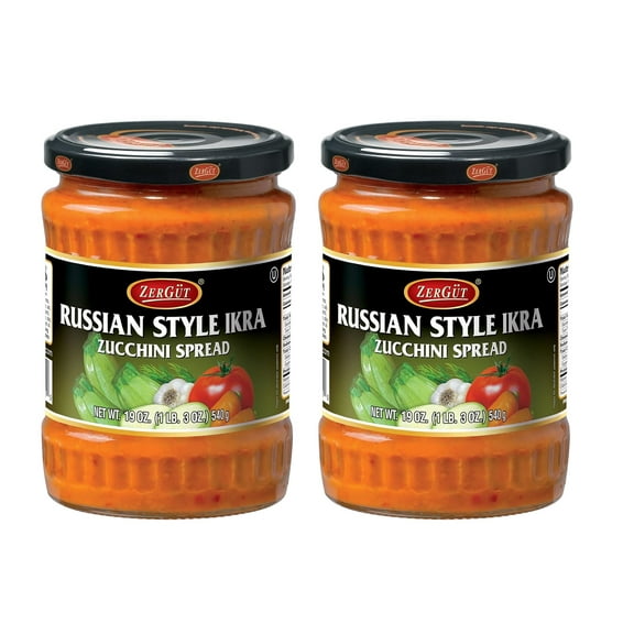 ZerGut Zucchini Vegetable Spread, Russian Style, Gluten-Free, Vegan, 2 Jars, 19oz