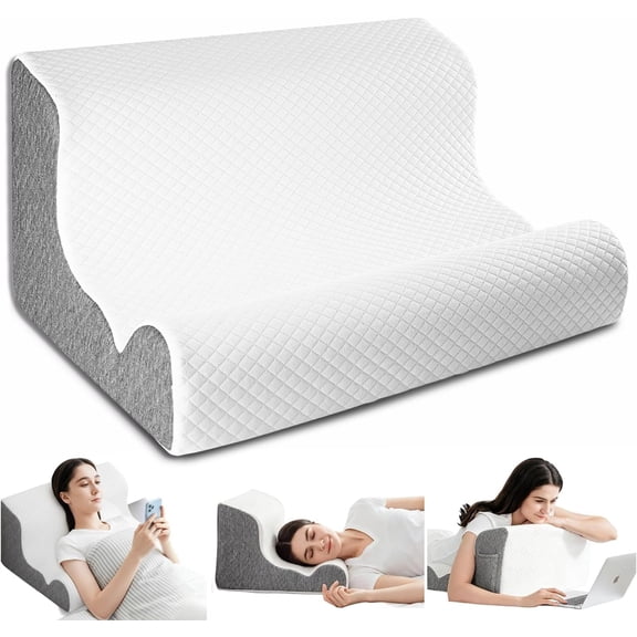 ZerOra Reading Pillow for Sitting Up in Bed Rest, Lumbar Neck Support Pillow with Back Support, Home Bedroom Sofa Dorm Essentials for Sleeping Reading Gaming Foot Rest Floor Chair Cushion-White