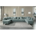thumbnail image 1 of Zerah Dusty Blue Fabric Sectional Sofa with 7 Pillows for Small Spaces | Family Meals | Easy Assembly, 1 of 7