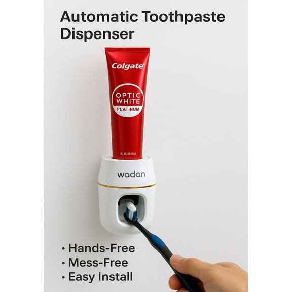 ZerakWall-Mounted Toothbrush Holder with Toothpaste Dispenser (Toothpaste Squeezer) for Kids & Adults