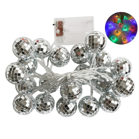 Zeranth LED Disco Ball String Light Battery Operated Christmas Tree Decorations Mirror LED Ball Lights Party Favors for Wedding Holiday Decor