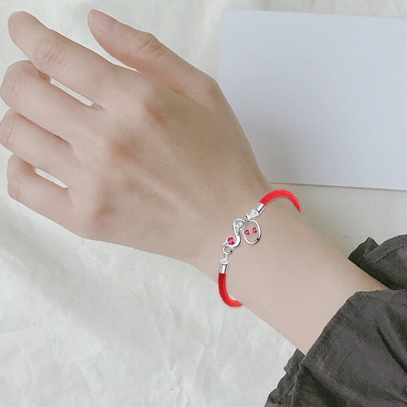 Zeranth Year of Snake Bracelet Red Rope Snake Pendant Decor Adjustable Length Alloy Adults And Children Bangle New Year Gift 1Pc