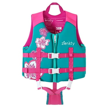 Zeraty Kids UV Resistant Sun Protection UV50 Adjustable Safety Strap Life Jacket, Pink