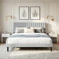 thumbnail image 1 of Zerduos Queen Size Bed Frame with Headboard, Fully Upholstered Mattress Foundation Bedframe, Wooden Slats Support, No Box Spring Needed, Grey, 1 of 7