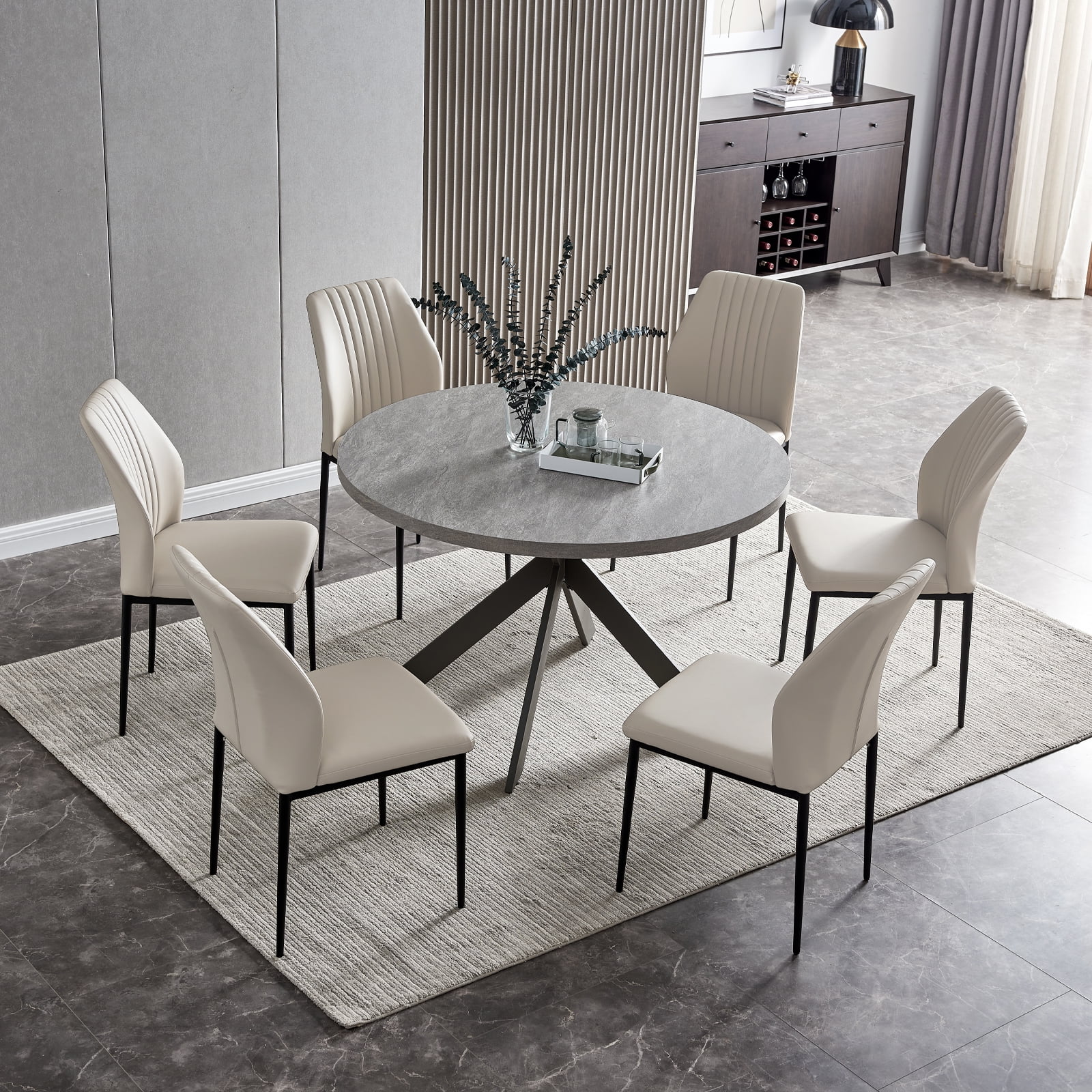 ROSARIO Round Dining Table 120cm - Stone Grey – Modern Furniture