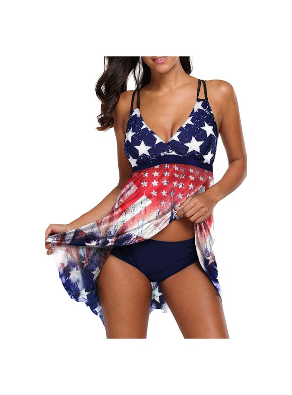 Bathing Suit America Eagle Flag / Also Plus Size Swimwear / Black Swimsuit