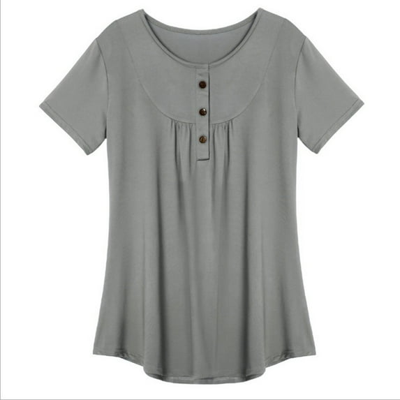 Zerlibeaful Short Sleeve Casual Tops for Women Summer Blouse T Shirt Loose Tunic Tee Plus Size T Shirts Basic Tee Tops